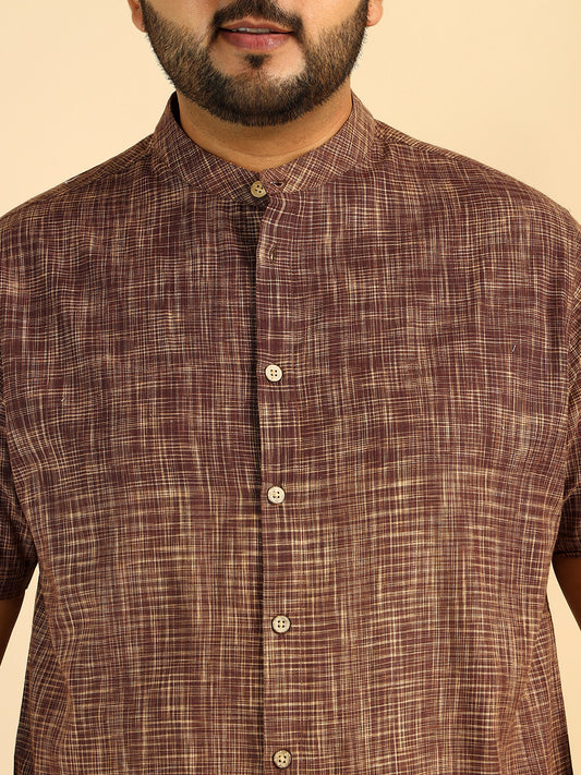 Brown Khadi Cotton Plus Size Men Co-Ord Set