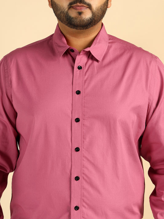 Cotton Pink Plus Size Formal Men Shirt