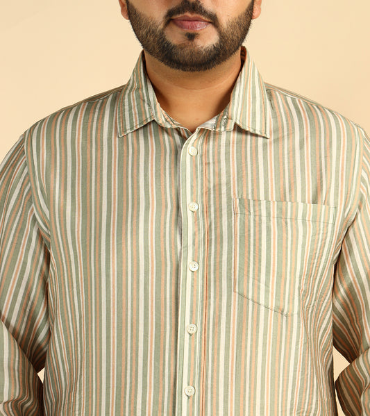 Multi Striped Plus Size Formal Men Shirt