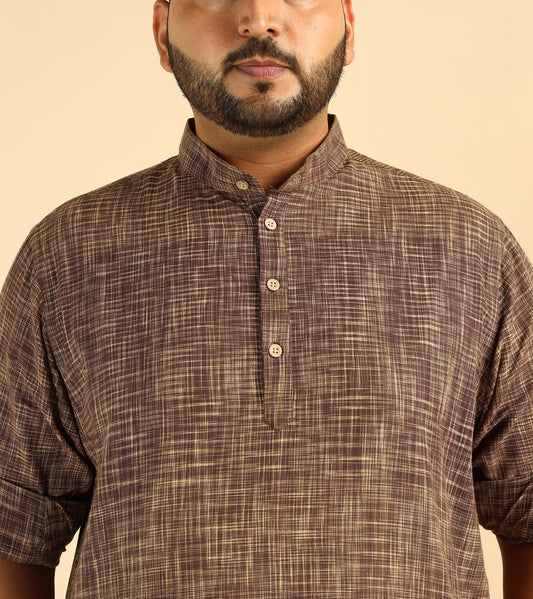 Wine Cotton Khadi Men Plus Size Co-Ord Set