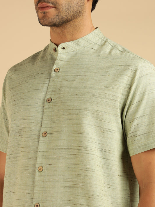 Pista Green Pure Khadi Cotton Men Co-Ord Set