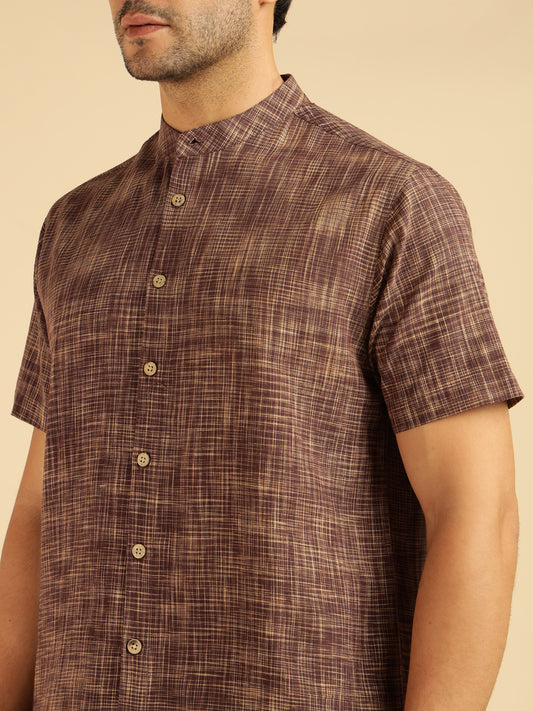 Brown Pure Khadi Cotton Men Co-Ord Set