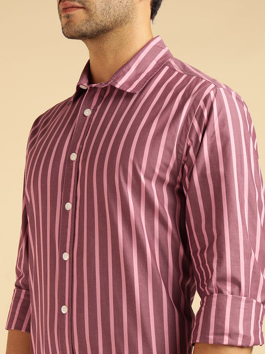 Pink Striped Men Formal Shirt